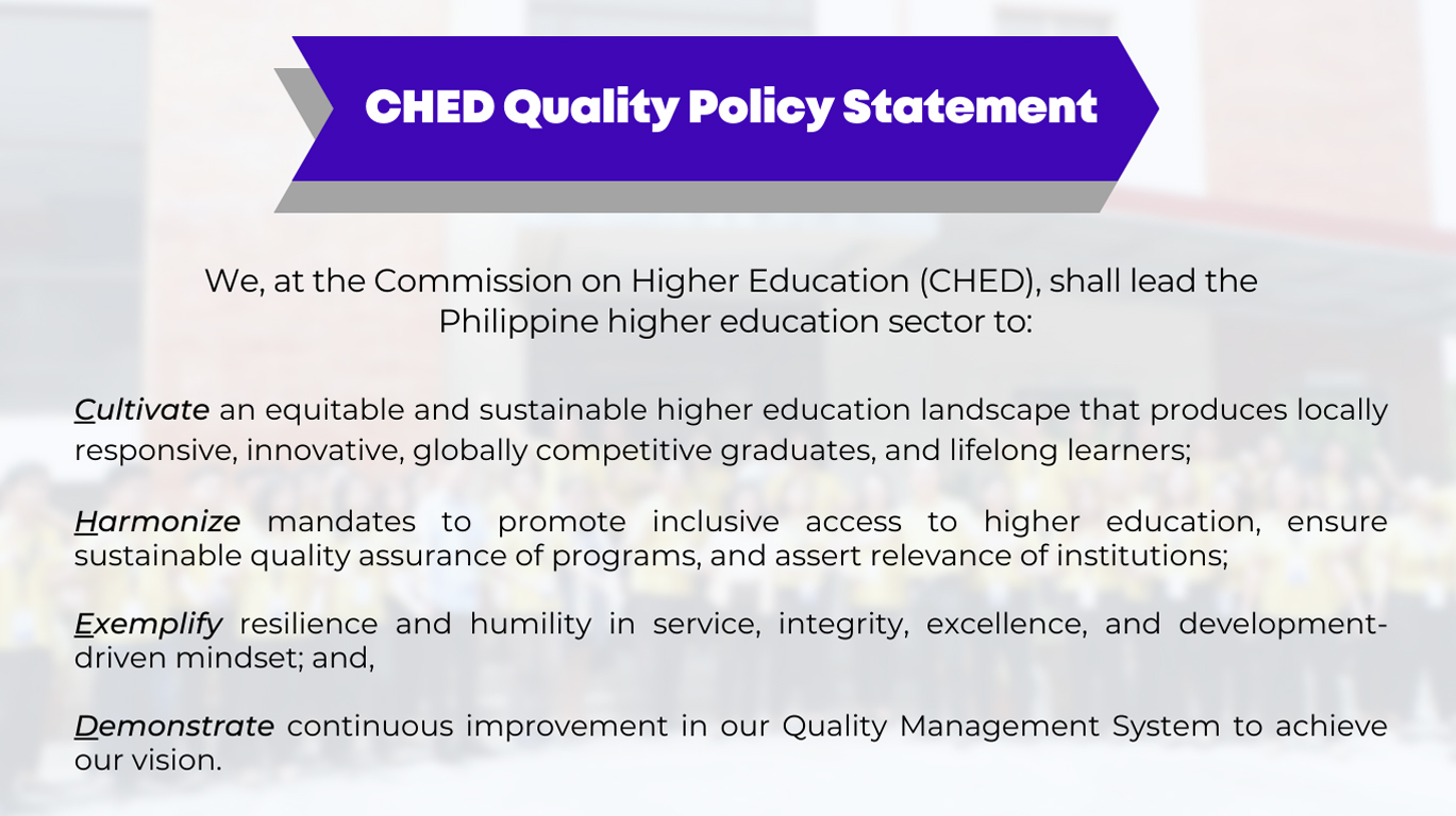 CHED Quality Policy Statement