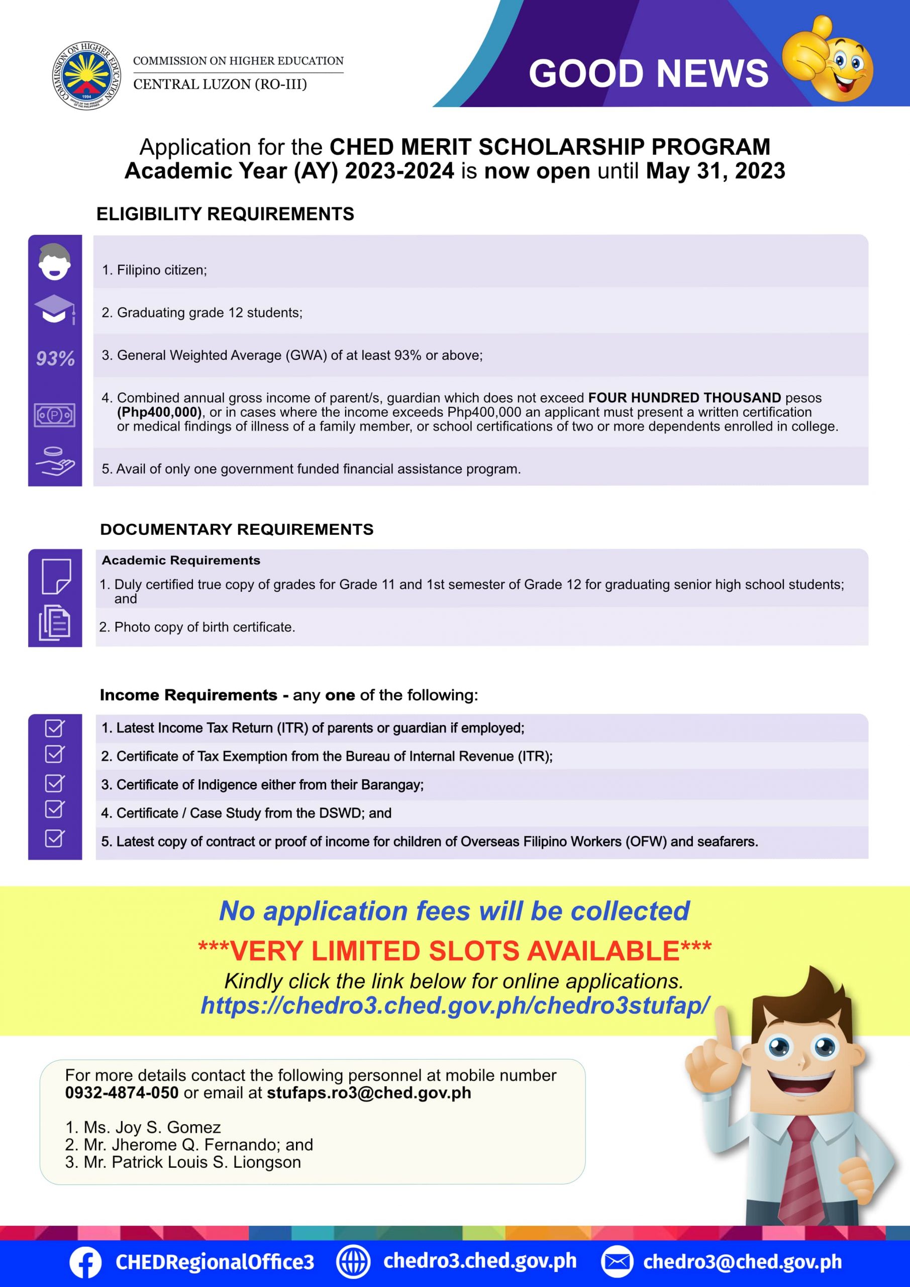 CHED MERIT and ESTATISTIKOLAR SCHOLARSHIP PROGRAM APPLICATION AY 2023